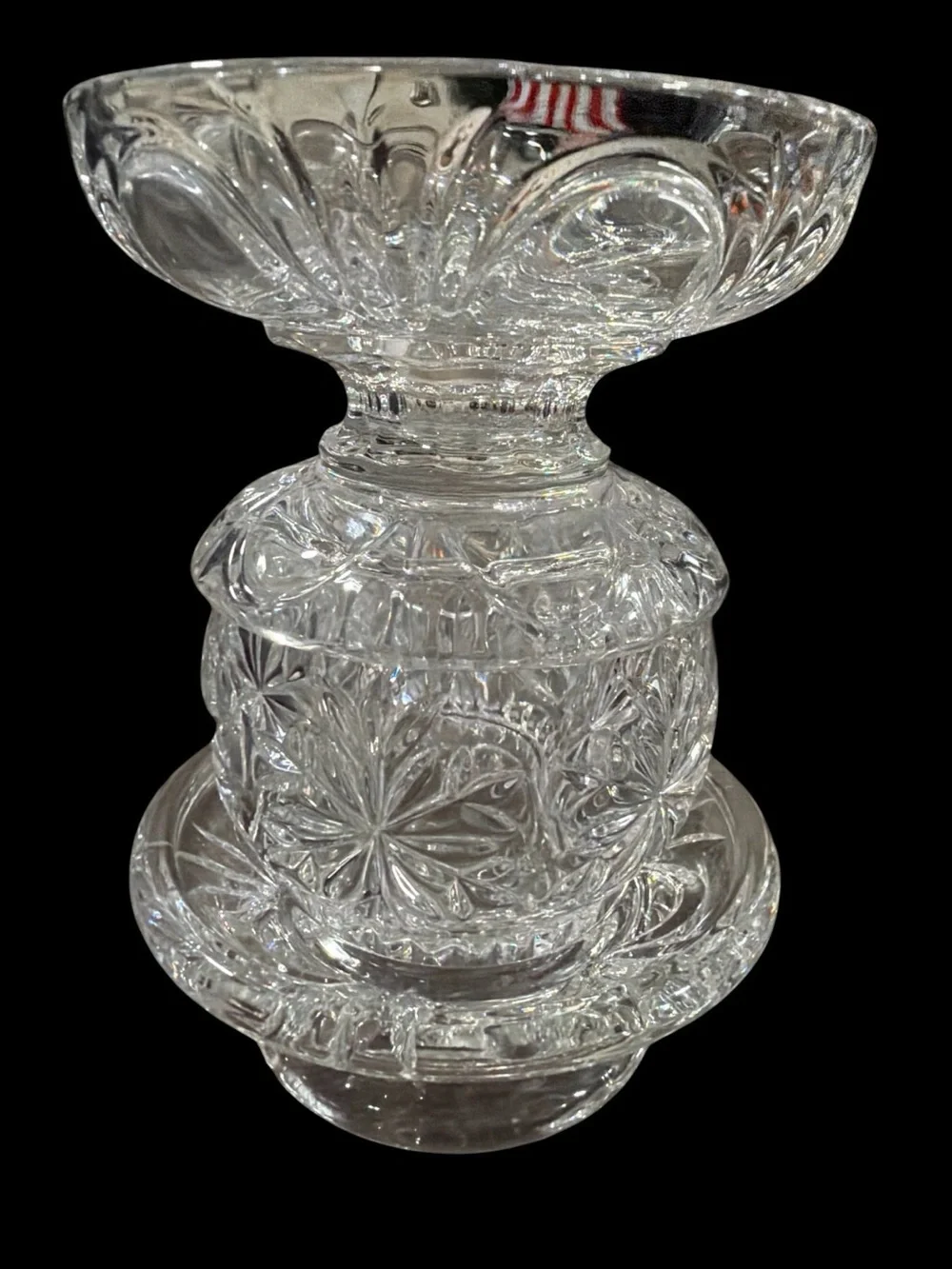 PARTYLITE #P7405 SALZBURG 24% LEAD CRYSTAL CANDLE HOLDER / 3 PC STACKABLE